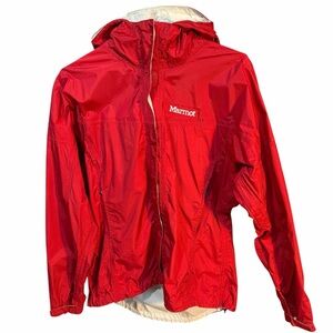 Marmot Women’s Rain Jacket Sz Medium Red Lightweight Hooded